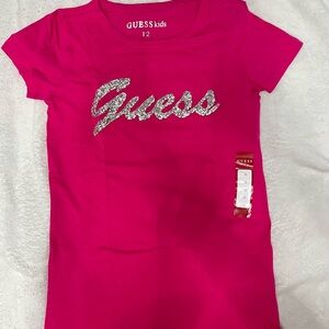 Guess Kids hot pink top  with sparkle Logo
